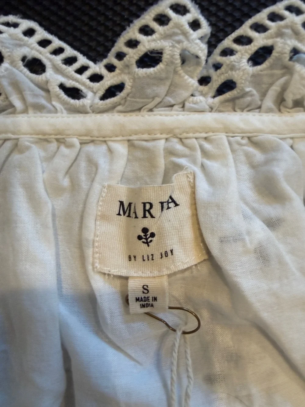 Marea by Liz Joy White Eyelet Short-Sleeve Button Front Blouse - Picture 3 of 3